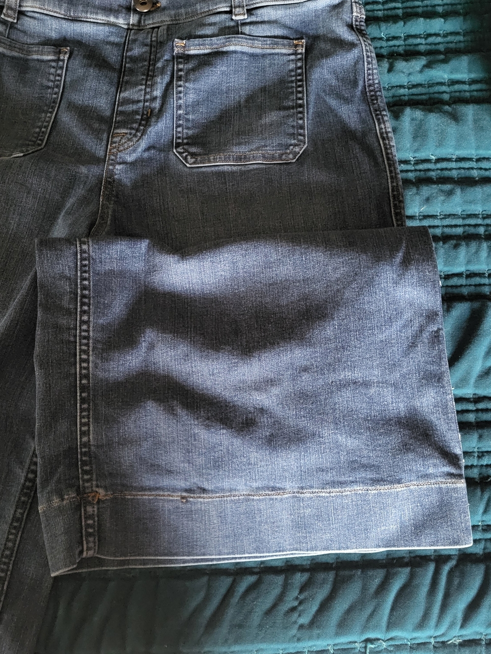 SPANX Women's Dark Blue Wide Leg Jeans